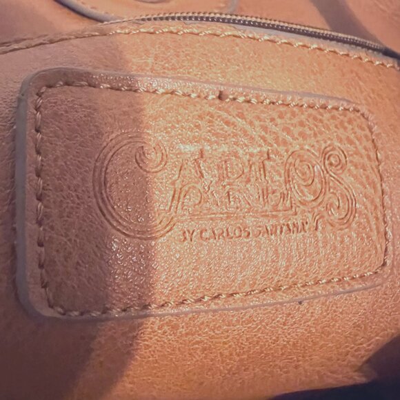 Carlos Santana Stenciled Expandable Faux Leather Boho Camel Shoulder Purse-Adj - Picture 14 of 16